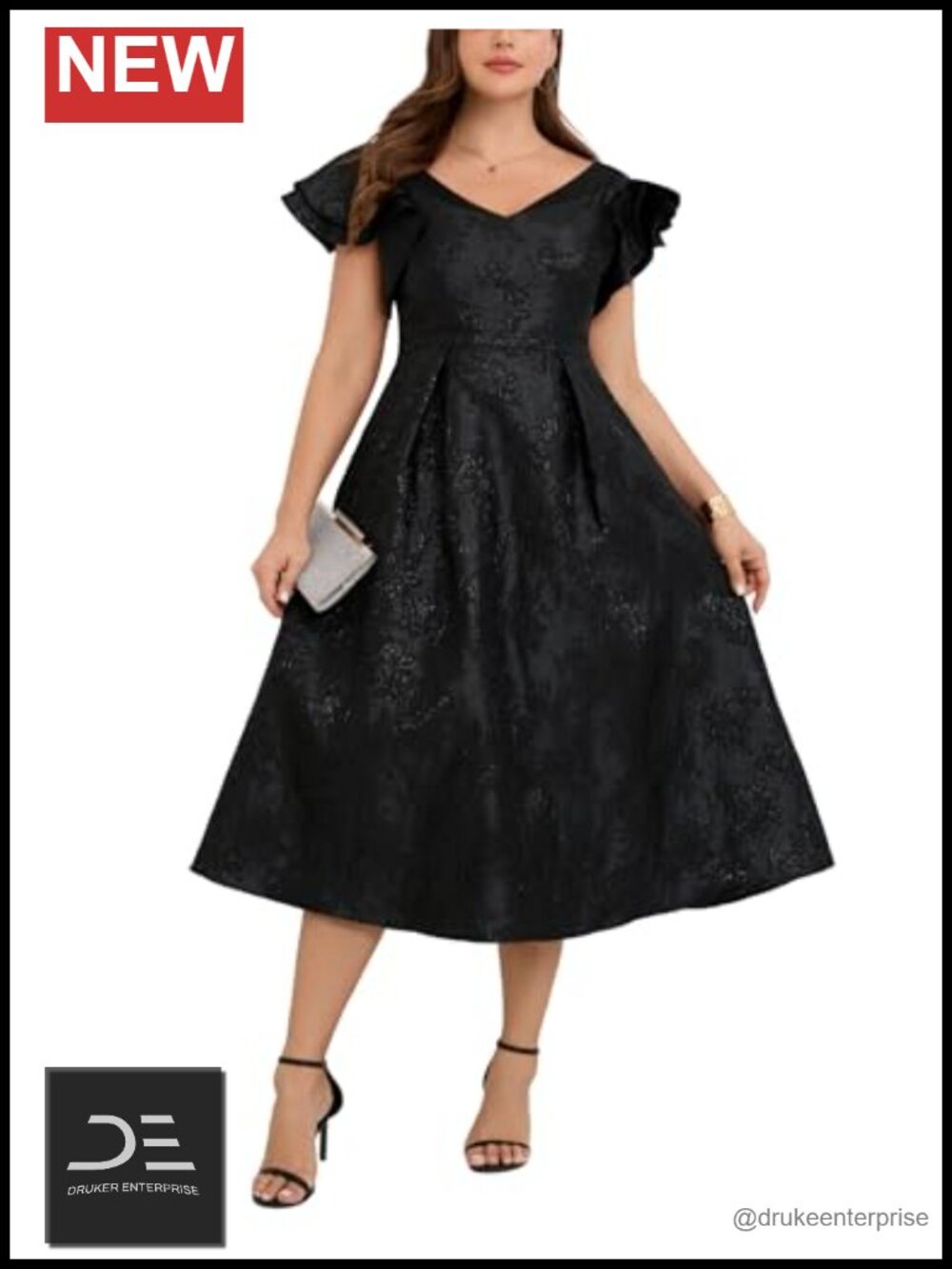 Women's Floral Jacquard Off-Shoulder Midi Dress
